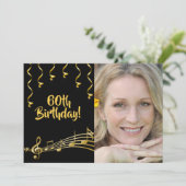 60e anniversaire invitation photo noir or glam (Debout devant)