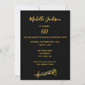 60e anniversaire invitation photo noir or glam (Dos)