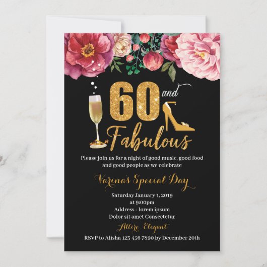 60e anniversaire Invitation pour les femmes (Devant)