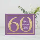 60e anniversaire Invitation Purple and Gold Partie (Debout devant)