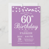 60e anniversaire Invitation Purple Lavender