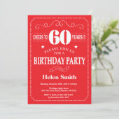 60e anniversaire Invitation rouge et blanc (Debout devant)