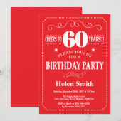 60e anniversaire Invitation rouge et blanc (Devant / Derrière)