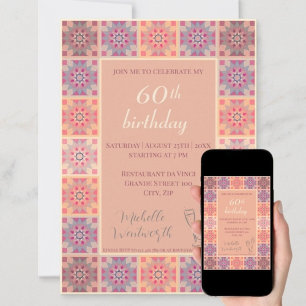 60e anniversaire invitation tuiles motif