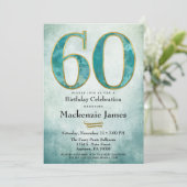 60e anniversaire Invitation Turquoise Blue Gold Ad (Debout devant)