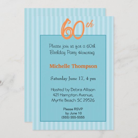 60e anniversaire Invitations (Devant / Derrière)