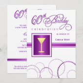 60e anniversaire Invitations à la fête - avec Mono (Devant / Derrière)