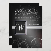 60e anniversaire Invitations à la fête - avec Mono (Devant / Derrière)