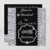 60e anniversaire INVITATIONS BLING (Devant / Derrière)