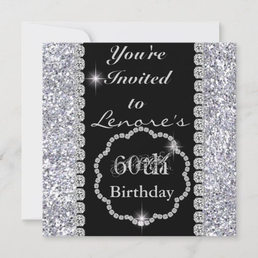 60e anniversaire INVITATIONS BLING (Devant)