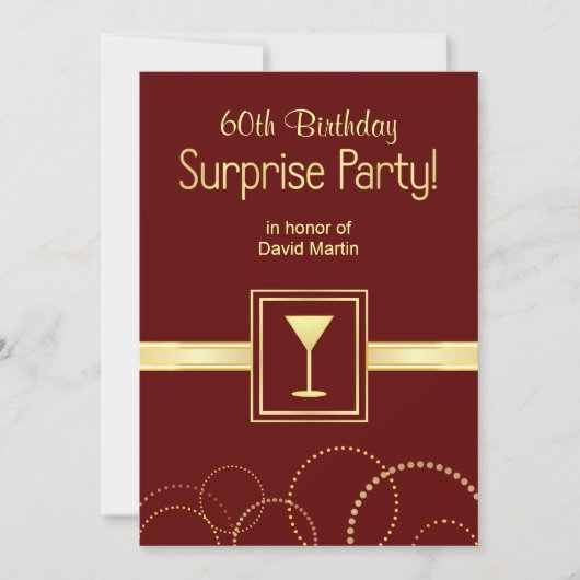 60e anniversaire Invitations de la Surprise Party (Devant)