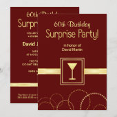 60e anniversaire Invitations de la Surprise Party (Devant / Derrière)