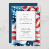 60e anniversaire Invitations drapeau américain (Devant / Derrière)