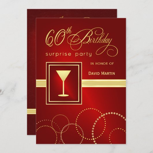 60e anniversaire Invitations du Surprise Party - R (Devant / Derrière)