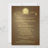 60e anniversaire Invitations - Monogramme d'or ant (Dos)