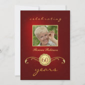 60e anniversaire Invitations - Monogramme rouge et (Devant)