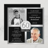 60e anniversaire Invitations photos d'hier et d'au (Devant / Derrière)