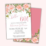 60e anniversaire Invitations Pink Floral Modern Pa<br><div class="desc">Invitations à 60e anniversaire rose floral moderne - fête "bonjour 60!" avec arrière - plan blanc et belle impression que vous pouvez customiser avec toutes les informations de votre fête d'anniversaire. avec pêche et couleurs roses - élégant.</div>