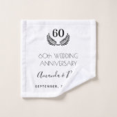 60e anniversaire mariage blanc noir couronne (Gant de toilette)