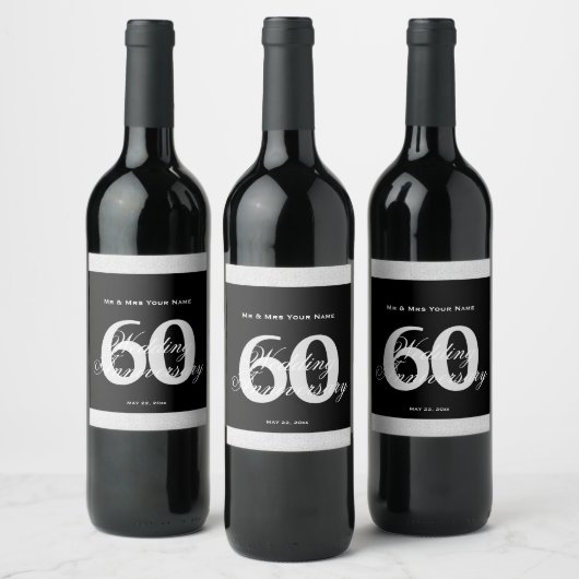 60e anniversaire Mariage Étiquette de vin personna (Bouteilles)