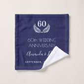 60e anniversaire mariage marine bleu blanc couronn (Gant de toilette)