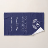 60e anniversaire mariage marine bleu blanc couronn (Serviette à main)