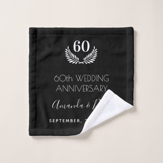 60e anniversaire mariage noir blanc (Gant de toilette)