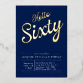 60e anniversaire Marine Blue Gold Foil Invitation (Recto)