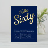 60e anniversaire Marine Blue Gold Foil Invitation (Debout devant)