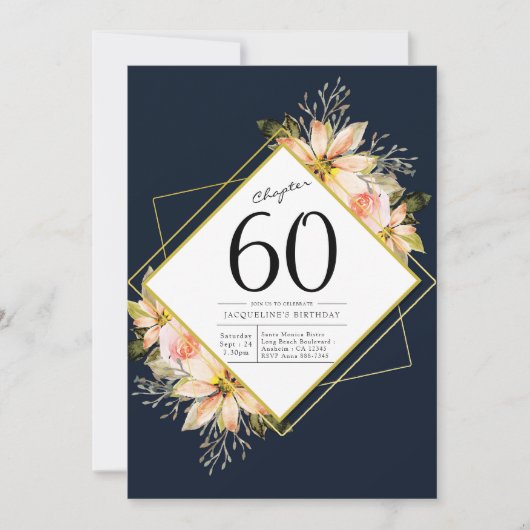 60e anniversaire Marine Blue Invitation (Devant)