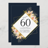 60e anniversaire Marine Blue Invitation (Devant / Derrière)