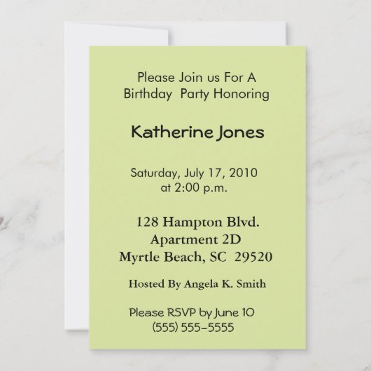 60e anniversaire Martini Party Invitation (Dos)