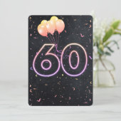 60e Anniversaire Neon Connexion Invitation noire (Debout devant)