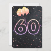 60e Anniversaire Neon Connexion Invitation noire (Devant)