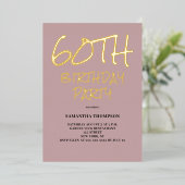 60e anniversaire Pink Party Foil Invitation (Debout devant)