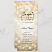 60e Anniversaire Programme Gold Bokeh avec Merci (Devant / Derrière)