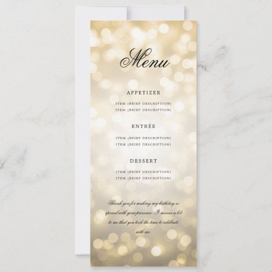 60e Anniversaire Programme Gold Bokeh Menu+Merci (Dos)