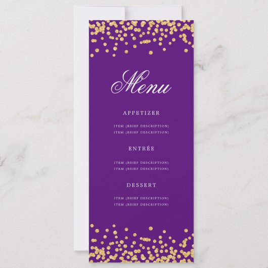 60e Anniversaire Programme Gold Confetti Menu Purp (Dos)