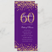 60e Anniversaire Programme Gold Confetti Menu Purp (Devant / Derrière)