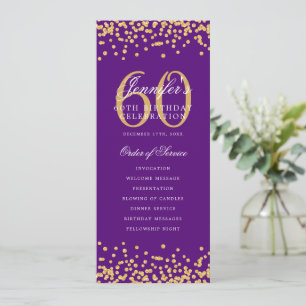 60e Anniversaire Programme Gold Confetti Menu Purp
