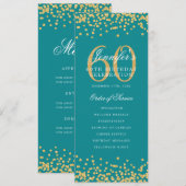 60e Anniversaire Programme Gold Confetti Menu Turq (Devant / Derrière)