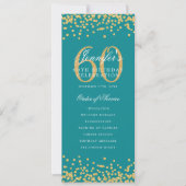60e Anniversaire Programme Gold Confetti Menu Turq (Devant)