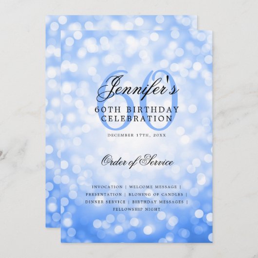 60e anniversaire Programme Marine Blue Bokeh avec (Devant / Derrière)