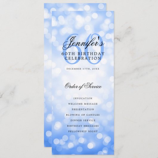 60e Anniversaire Programme Marine Blue Menu+Merci (Devant / Derrière)