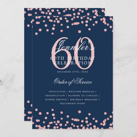 60e anniversaire Programme Menu Rose Gold Marine B (Devant / Derrière)