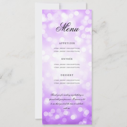 60e Anniversaire Programme Purple Menu+Merci (Dos)