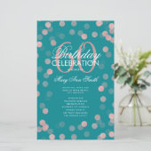 60e Anniversaire Programme Rose Gold Confetti Menu (Debout devant)