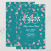 60e Anniversaire Programme Rose Gold Confetti Menu (Devant / Derrière)