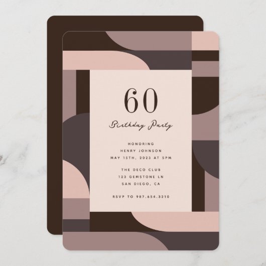 60e anniversaire Retro Arches Invitation (Devant / Derrière)