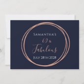 60e anniversaire Rose Gold Navy Party Invitation (Dos)